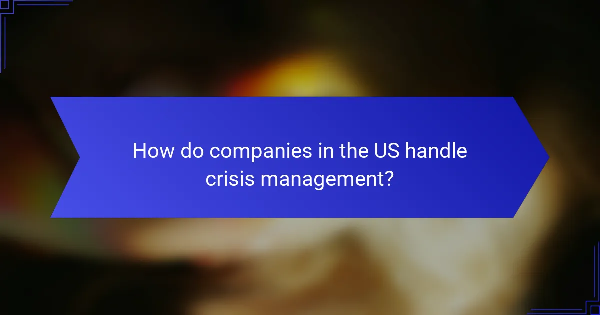 How do companies in the US handle crisis management?