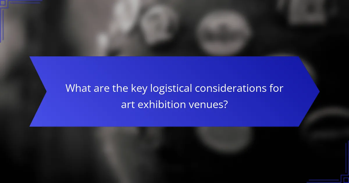 What are the key logistical considerations for art exhibition venues?